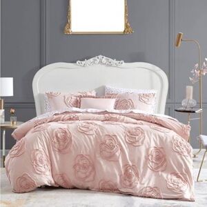 Betsey Johnson Rambling Rose Cotton Pink Duvet Cover Bonus Soy Sz Full/Queen